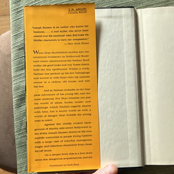 Like new book, gay interest, a novel living upstairs by Joseph Hansen - Picture 4 of 5